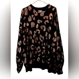 Women's JODIFL Black Animal Print Long Sleeve Sweater Size L